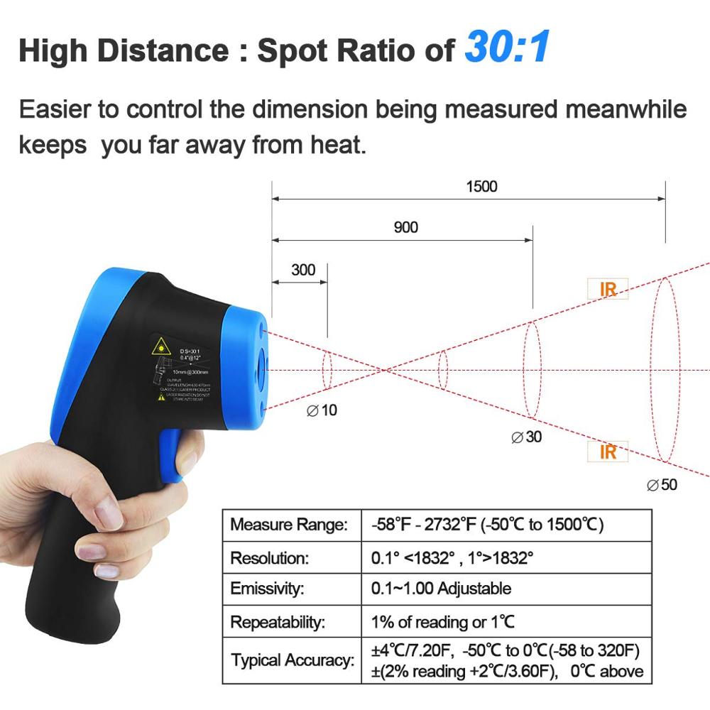 -50℃ to 1500℃ Laser Thermomete - Industrial Infrared Laser incelemesi ve fiyatı