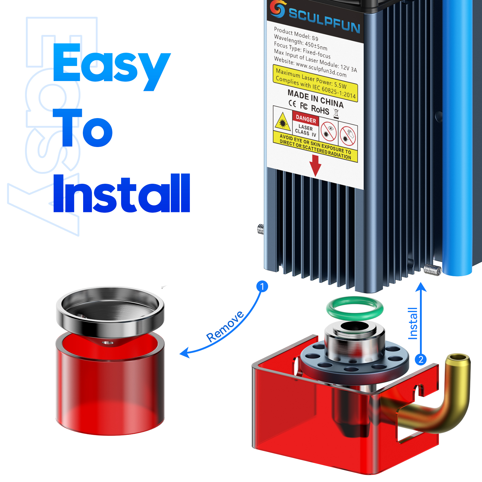 SCULPFUN S9 Air Assist Nozzle  - Air Assist Pump Laser incelemesi ve fiyatı