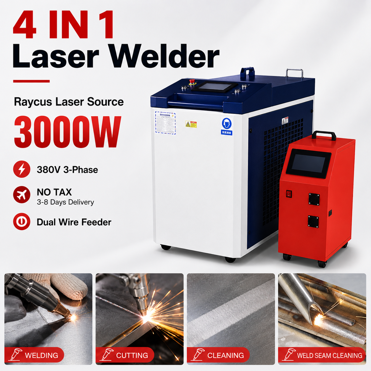Raycus 3000W 4 IN 1 Fiber Lase - Industrial Handheld Laser Welder incelemesi ve fiyatı